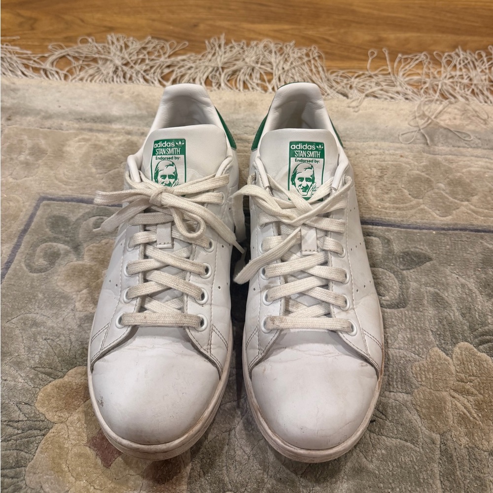 Adidas Women/Unisex Classic White and Green Sneakers Stan Smith